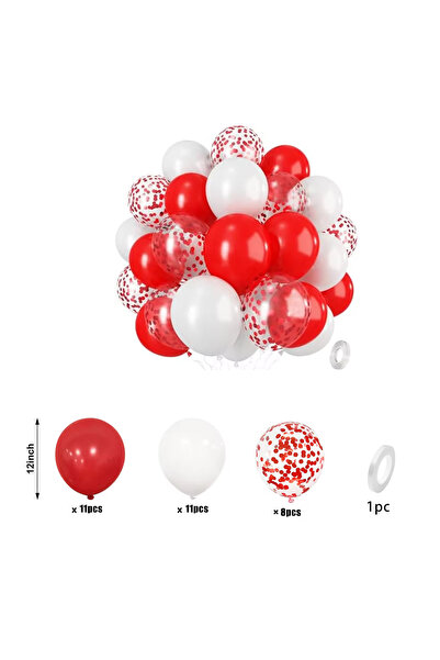 Choice Other Set 2 Red and White Balloon Set 12 inch Red Paper Scrap Balloons...