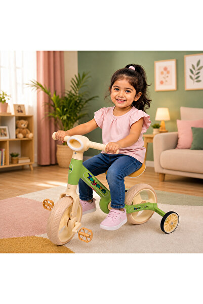 TOYORA 3-in-1 Kids Balance Bike with Pedals & Training Wheels – Toddler Bicyc...
