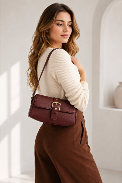 ZÇBUTİK Lovi Retro Design Belted Women's Baguette Bag Daily Stylish Baguette ...