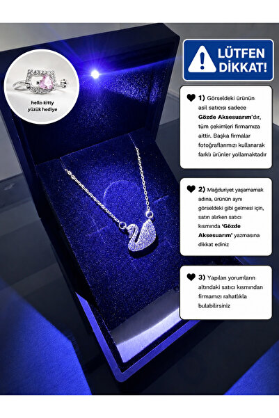shop IŞIKLI KUTUDA GÜMÜŞ RENK KUĞU KOLYE ÇELİK