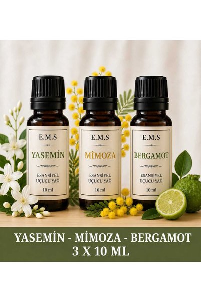 E.M.S AVM YASEMİN - MİMOZA - BERGAMOT Esansiyel Uçucu Yağ Buhurdanlık Yağı Di...