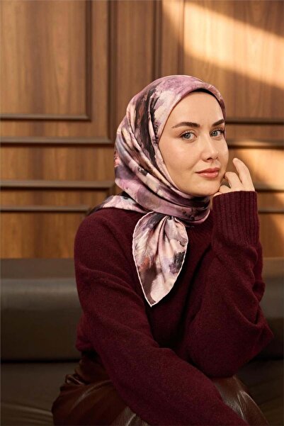 Silk Home Twill Silk Scarf Pink-Powder Patterned Tok Tokuru 90X90