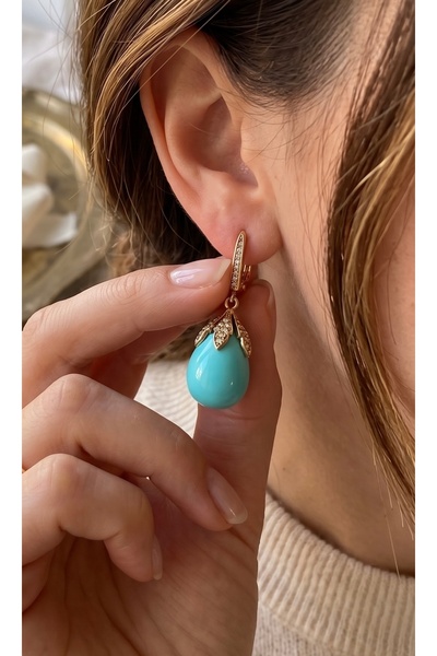 FAYRA ACCESSORIES Kristal Taşlı Mayorka Inci Küpe
