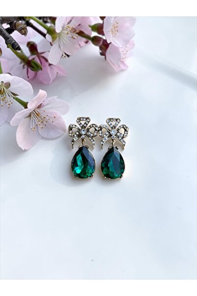 FAYRA ACCESSORIES Zircon Stone Bow Earrings