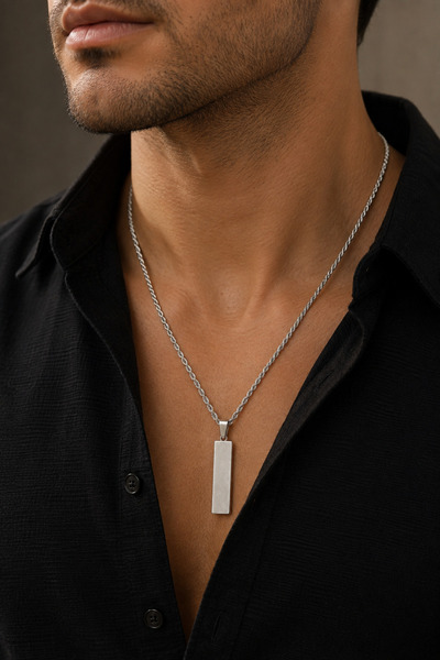 Tixy Pixy Rod End Screw Chain Stainless Steel Silver Men's Necklace 60cm