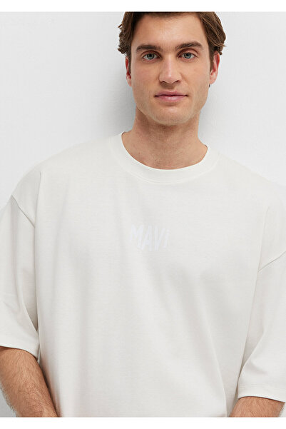 Mavi Logo Printed Ecru T-Shirt Oversize / Wide Cut 0613581-70057