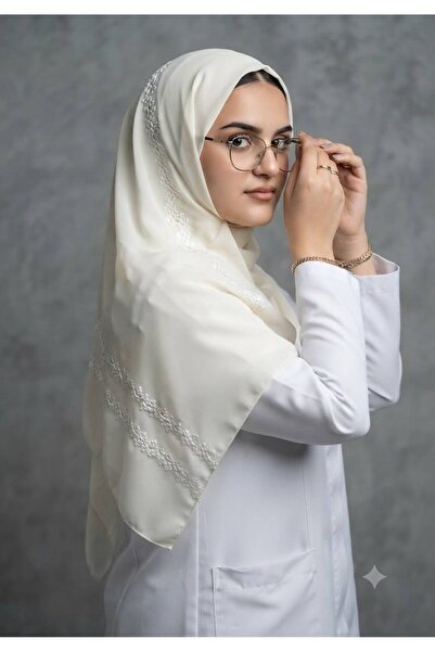 Veil Designer طرحة بوال بتطريز ابيض قماش ياباني االمقاس : 60 * 190