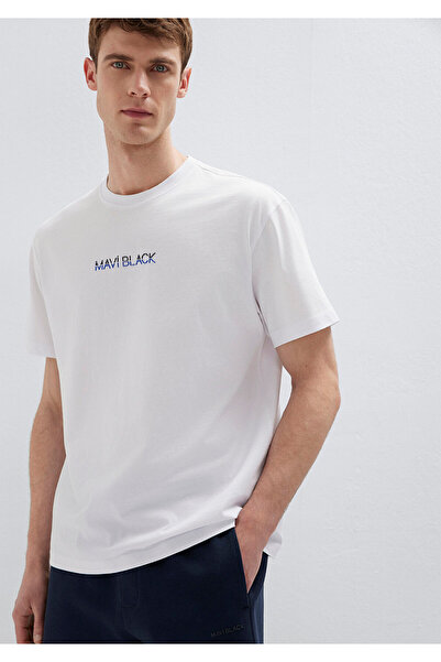 Mavi Black Printed White T-Shirt Loose Fit / Comfortable Cut 0613365-620