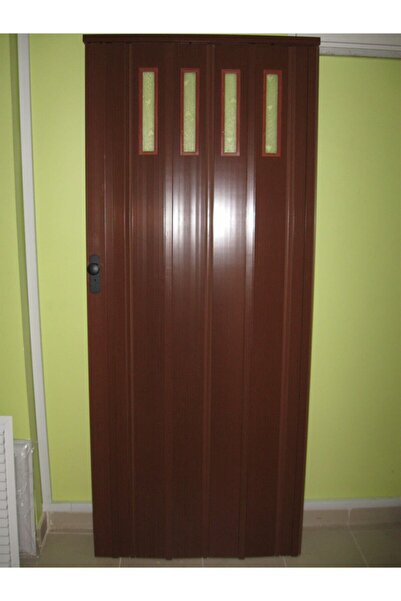 DEKORAKS Ceviz Ahşap Desenli 1 Sıra Camlı Akordeon Kapı, 87x200cm