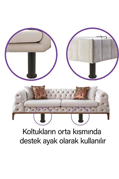 NUBLADO Modül Ayarlanabilir Destek Ayağı 15 X 23 Cm Siyah Ayak Mobilya Kanepe Baza Koltuk Ünite Ayakları.