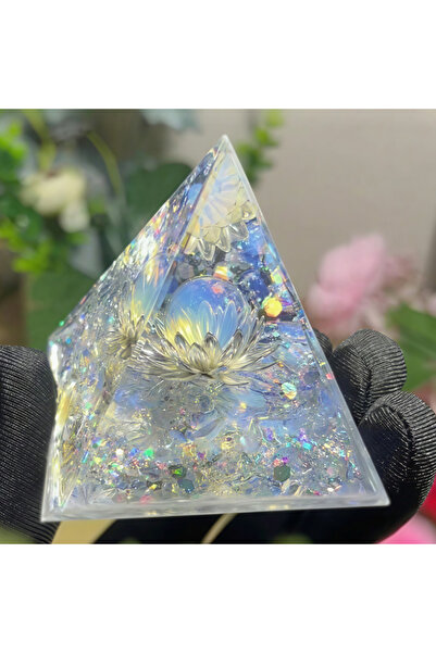 Choice 5cm 1pc 1pc White Lotus Flower Opal Orgone Pyramid Decorative Home Pie...