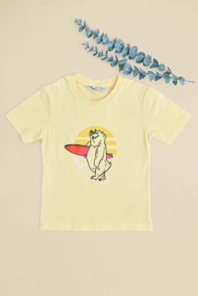 Fulla Moda Teddy Bear Printed Crew Neck Boys T-Shirt