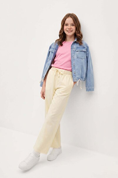 Fulla Moda Elastic Waist Linen Look Girls' Trousers