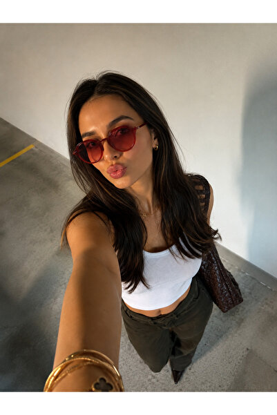 cavezzo Women's Burgundy Frame Gradient Red Glass Avant-Garde Oval Sunglasses