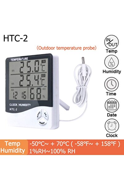 Choice1 جهاز قياس درجة الحرارة والرطوبة الرقمي بشاشة LCD من HTC-2/HTC-1 للمنز...