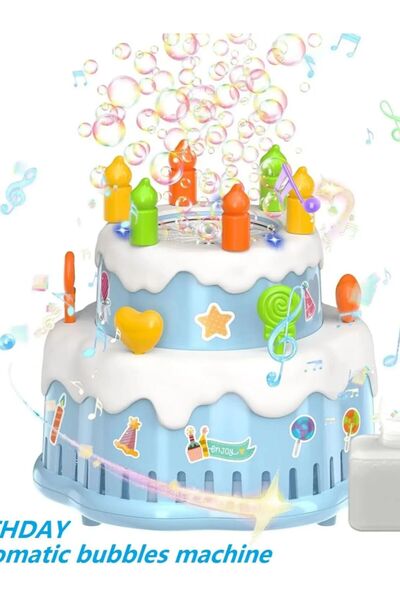 Choice BLUE Birthday Cake Bubble Machine for Kids Automatic 10000+ Bubbles Pe...