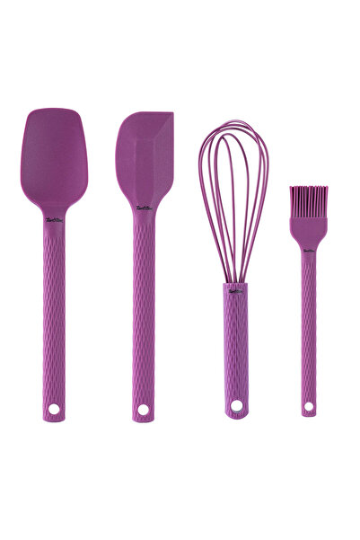 Tantitoni Prism-Shaped Silicone Cherry Color 4-Piece Large Preparation Set