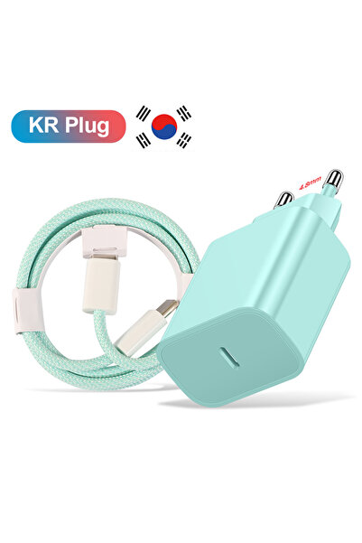 Choice DX-KR Green 20W PD Korean USB C Type C Charger For iPhone 15 Fast Char...