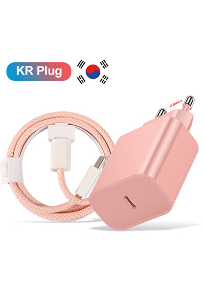 Choice DX-KR Pink 20W PD Korean USB C Type C Charger For iPhone 15 Fast Charg...