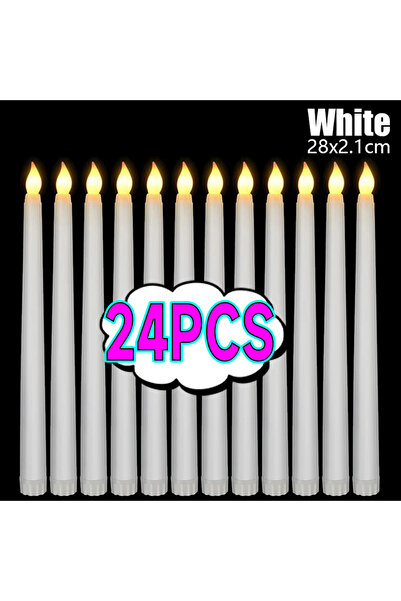 Choice5 White 24pcs 3D Taper Long-pole Candles Lights LED Flameless Pointed C...