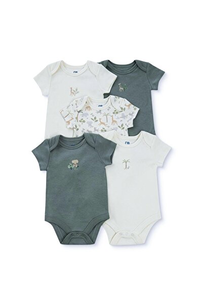 MOTHERCARE Erkek Bebek 5li Body Hayvan Baskılı Çıtçıtlı Zarf Yaka Long Sleeve