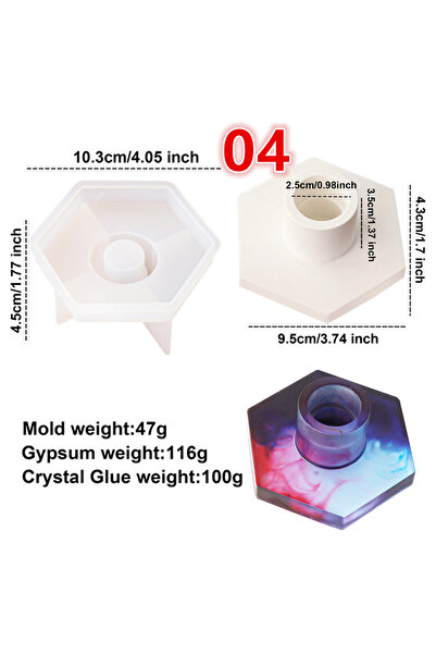 Choice3 Candlestick mold 04 Round Rod Candlestick Silicone Mold DIY Hexagonal...