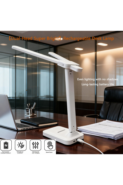 Choice 699 PRO Double Head Foldable LED Desk Lamp, USB Rechargeable with 3 Co...