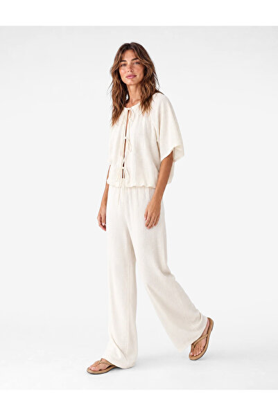 Koton Bürümcük Fabric Straight Wide-Leg Trousers