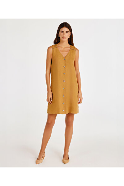 Yargıcı V Neck Sleeveless Above Knee Dress