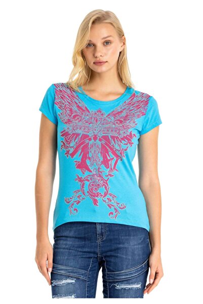 Cipo & Baxx Wt341 shiny stone angel cross t-shirt