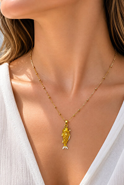 Modex Steel Ball Chain Enamel Fish Necklace (45cm)