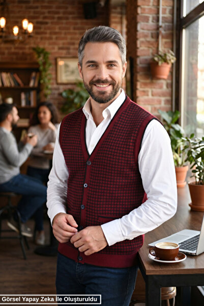 Kamalı Erkek Bordo Tüylenme Yapmayan Anti Pilling Kumaş Standart Fit Cepli Kı...