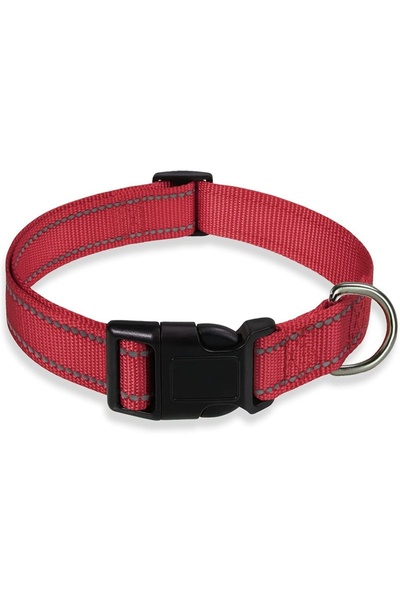 Choice XL Red Reflective Dog Collar Strap with Adjustable Safety Nylon Pet Co...
