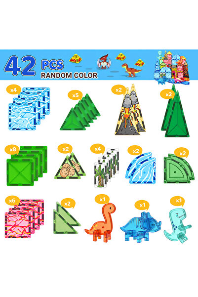 Choice 42PCS Magnetic Building Toys - Christmas and New Year Gifts, Dinosaur ...