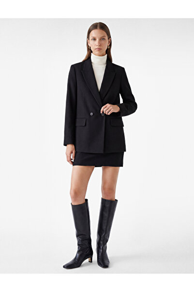Koton Buttoned Long Sleeve Double Breasted Collar Blazer Jacket with Pocket D...