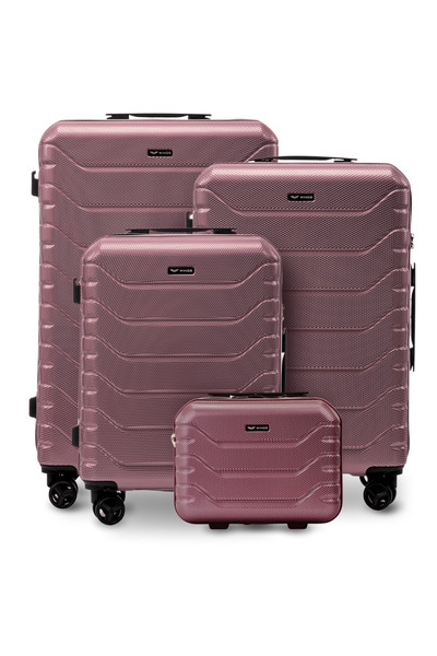 WINGS BRAND Set de 4 valize CRAKE cu aripi S/M/L + bagaj de mână ROSE GOLD