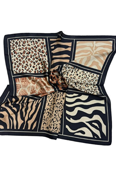 Axesoire 14831 Animal Desenli Siyah Bandana Fular 70x70 cm
