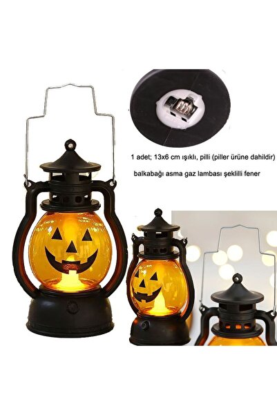 partidolu Halloween Günışığı Renk Plastik Balkabağı Gaz Lambası Fener 13X6 cm...