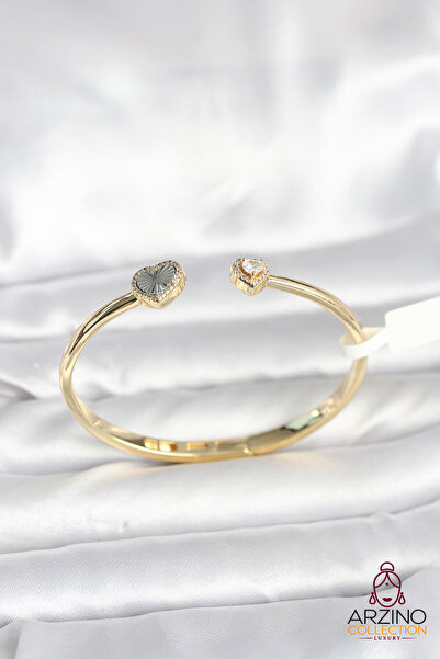 Generic Brand Brass Gold Color Heart Model Women's Handcuff Bracelet