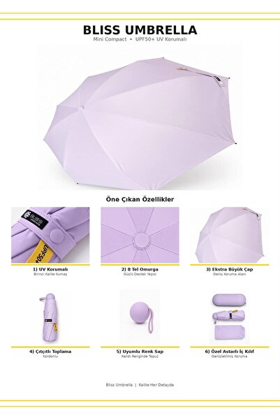 bliss umbrella 8 Telli Kapsül Şemsiye Güneş Şemsiyesi UV Koruma