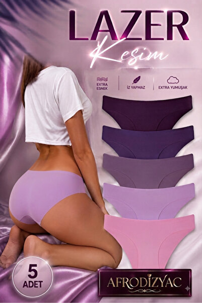 Afrodizyac 5'li Lazer Kesim Dikişsiz İz Yapmaz Extra Yumuşak Ve Extra Esnek Slip