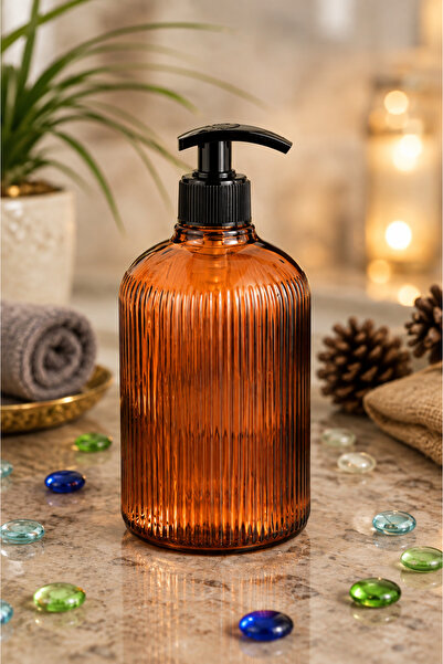 ANGDESİGN Deniz Cam Liquid Soap Dispenser Single-Amber •• Countertop Sink Dis...