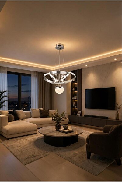 Elizim Home Lighting Glopp Lüx Kaliteli Krom Ledli Sarkıt Avize