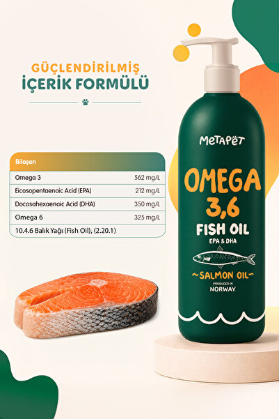 Metapet Kediler için Somon Balık Yağı, Omega 3 Takviyesi, Tüy Döküm Önleyici Vitamini, Tüy Dökme Engelleme
