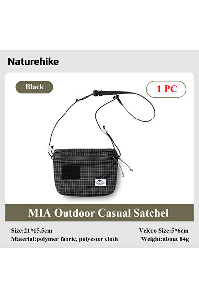 Naturehike Black Mia 3L Satchel Casual Shoulder Satchel Small Bag Hiking Park...