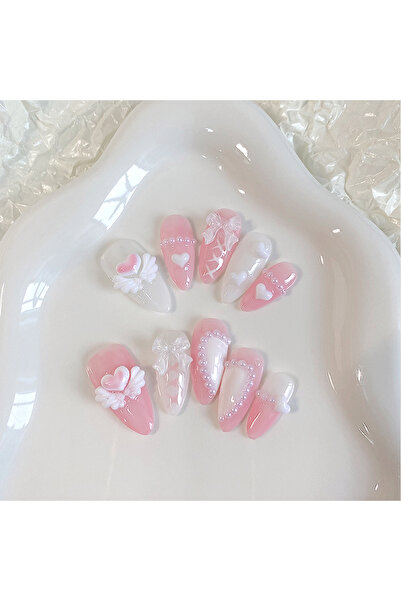 Choice SJ0134-M 10PCS Hand Pressed Almond Shaped Nails, Beautiful Fake Nails,...