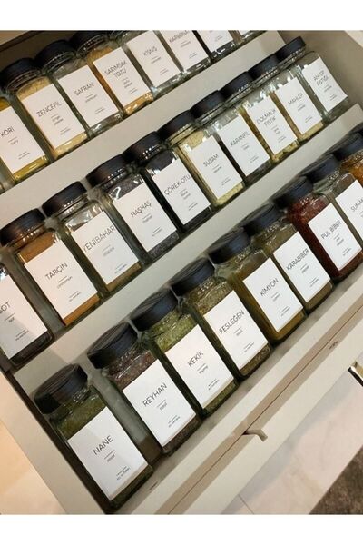 Kt Grup Jar Sticker - Set of 24 Spice Stickers - Waterproof 7 X 5 cm