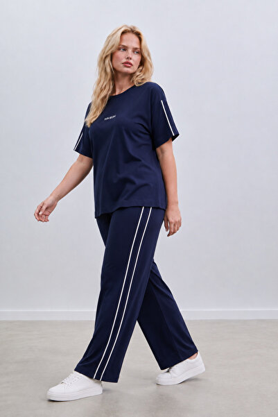 Mivoon Oşho Modal Kumaş Kısa Kollu Çift Biye Detaylı Alt Üst Takım 2XL-6XL