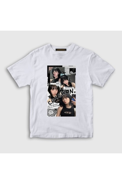 Presmono Unisex Kids White Kim Chaewon Unforgiven K-Pop Le Sserafim T-Shirt 6...