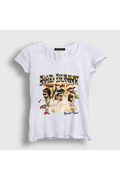 Presmono Women's White World Tour Dtmf Bad Bunny T-Shirt 605463Tt